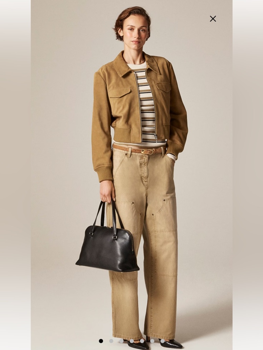 J Crew Collection Leather Suede Jacket Womens Cropped Flight Bomber M $698